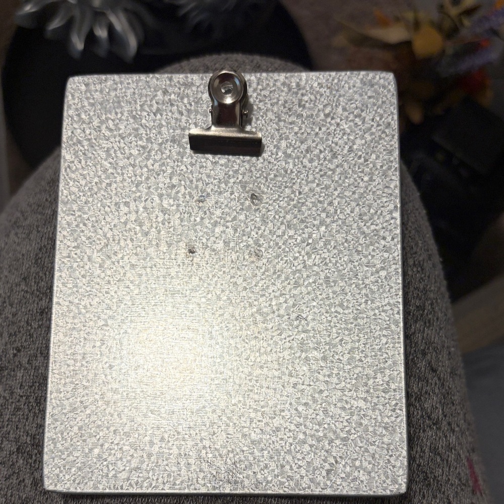 Silver Textured Clipboard with easel stand on back. Set of 8